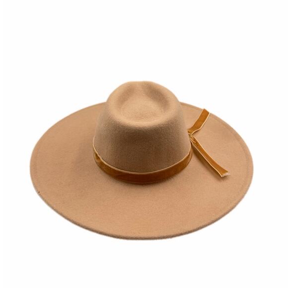 Scala Calista OS Wool Felt Wide Brim Velvet Ribbon Tie Tan Adjustable Fedora Hat main image 8